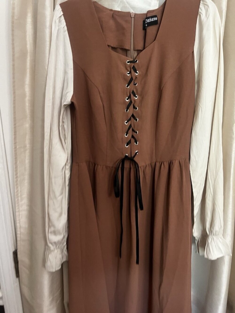 Scarlett Darkness Dress Womens S Brown Midi Corset Renaissance Gothic Witchy. Dd - Picture 2 of 9